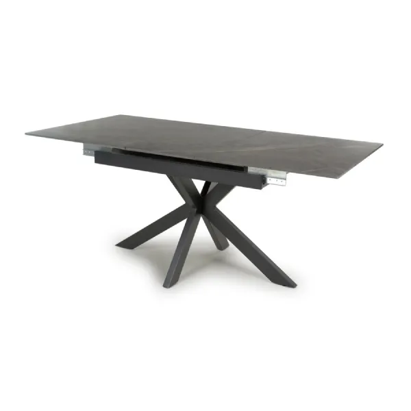 Grey Ceramic Extending Dining Table X Frame 1.4m to1.8m