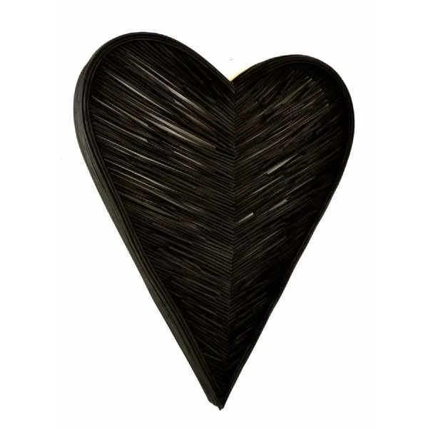 Rattan Heart Large Black