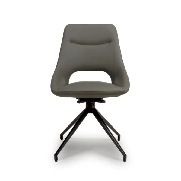 Retro Grey Leather Effect Swivel Dining Chair