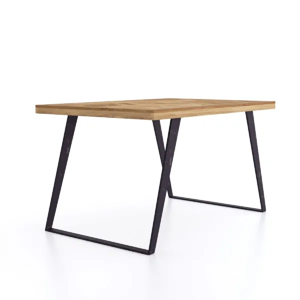 Industrial Mango Parquet 135cm Dining Table with Metal Legs