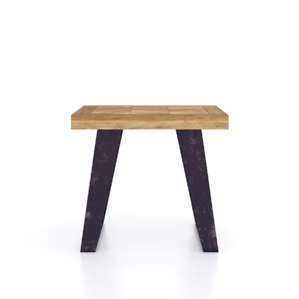 Industrial Natural Mango Wood and Black Metal Lamp Table