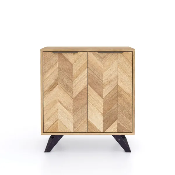 Modern Natural Mango Wood 2 Door Hall Cabinet