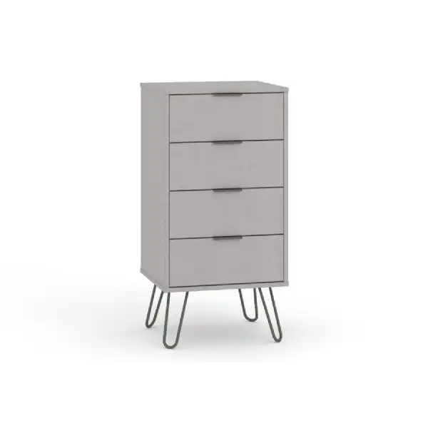 Stylish Narrow Grey 4 Tilting Drawer Bedroom Chest With Hair Pin Style Legs 9.03x4.5cm