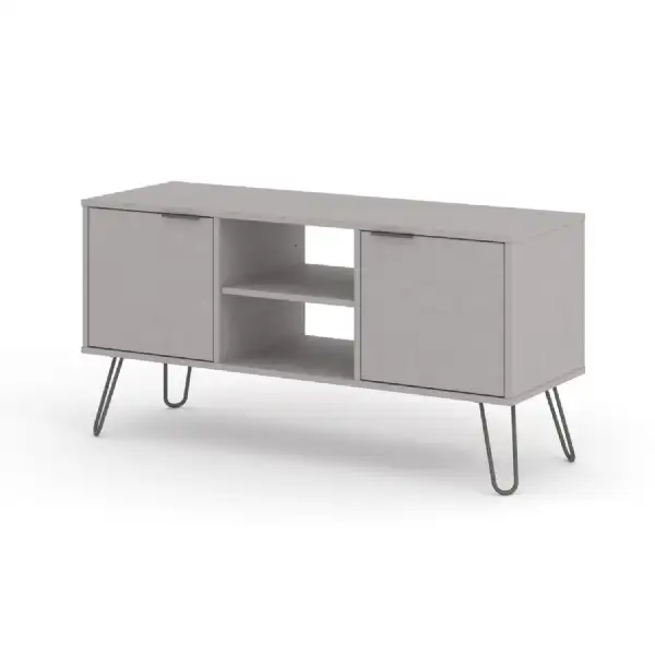 Modern Low Wide Grey 2 Door Flat Screen TV Unit With Pull Up Handles 57x114.5cm
