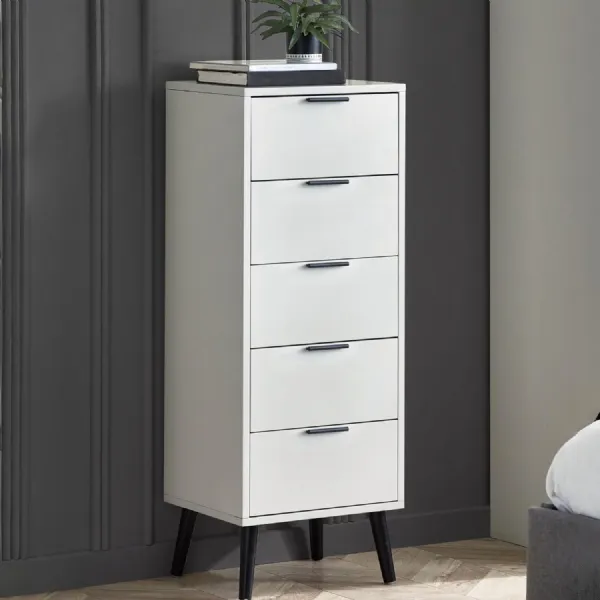 Alba 5 Drawer Narrow Chest Silk Grey