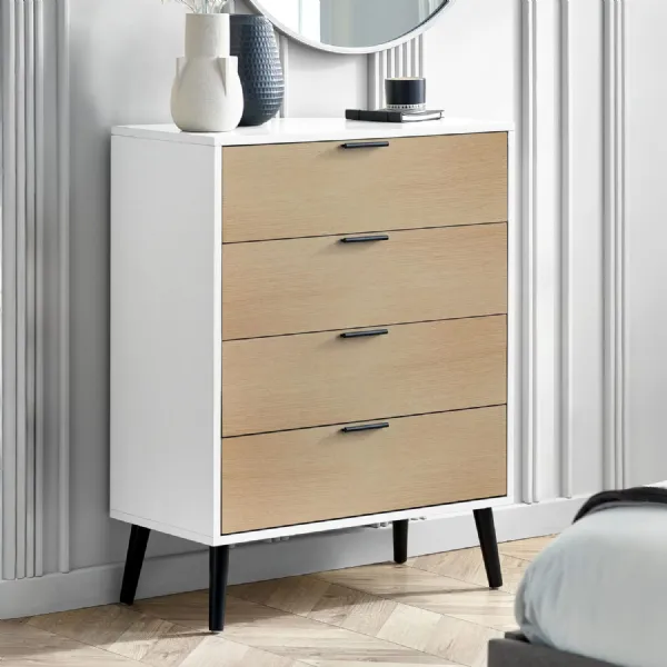 Alba 4 Drawer Wide Chest White Oak