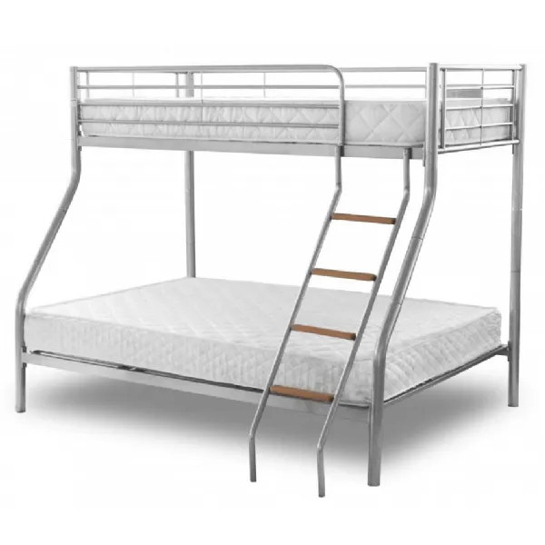 Silver Metal Triple Sleeper Bunk Bed with Double Bed