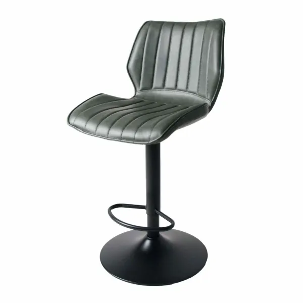 Modern Green PU Leather Upholstered Gas Lift Bar Stool