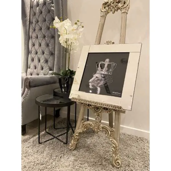 Lioness Silver Crown Wall Art Mirror Frame