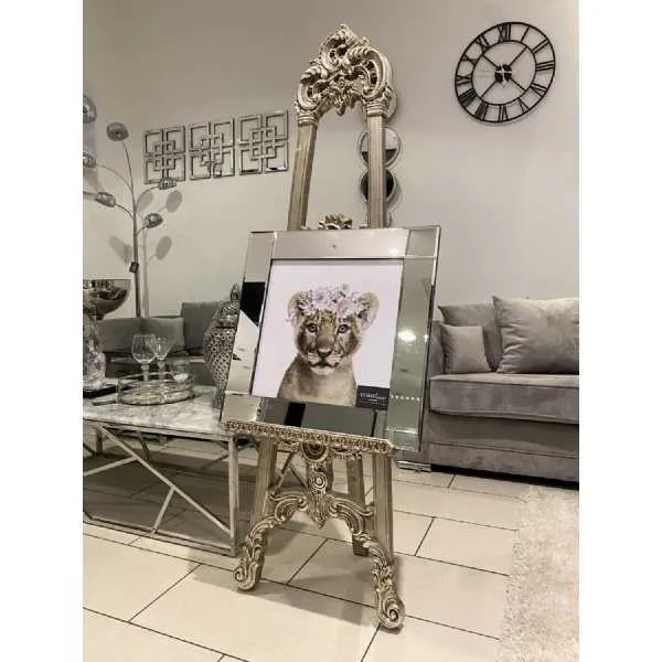 Baby Cub With Flower Crown Wall Art Mirror Frame