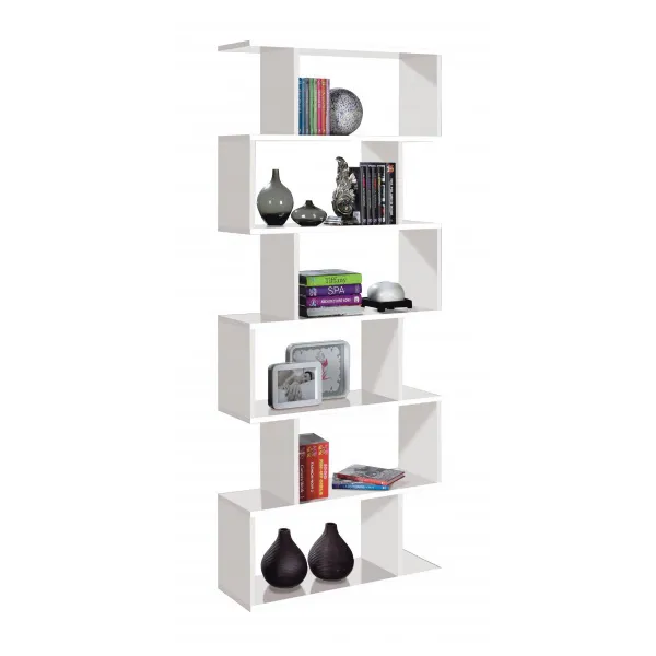 Satin White Staggered Shelf Bookcase