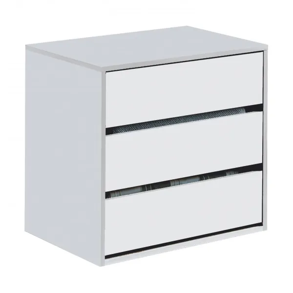 Satin White 3 Drawer Wardrobe Chest