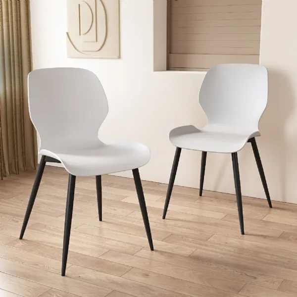 White Mid Century Dining Chair Metal Legs