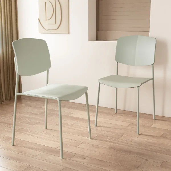 Light Green Stackable Design Dining Chair Metal Legs