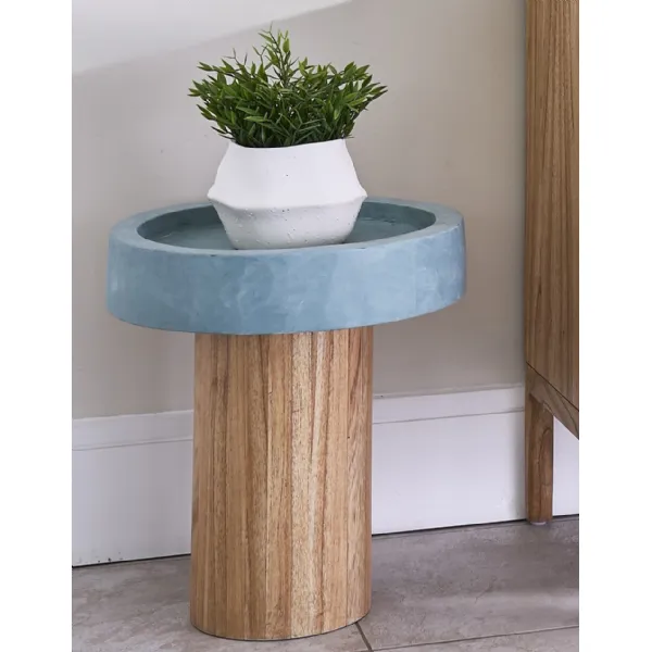 Modern Blue Painted Round Wood Decorative Side Table
