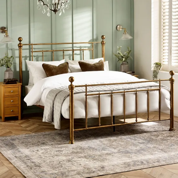 Aurealia Brass Effect Metal Double Bed