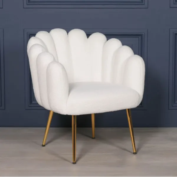 White Boucle Dining Chair