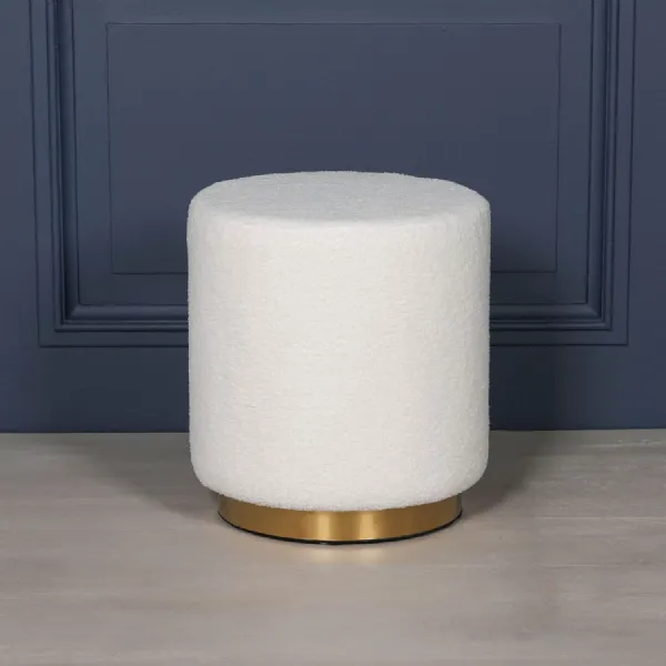 Boucle Round Stool with Gold Base