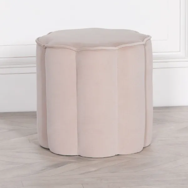 Natural Velvet Round Stool