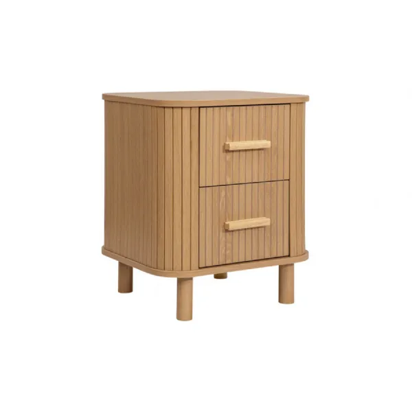 Axel 2 Drawer Fluted Bedside Oak