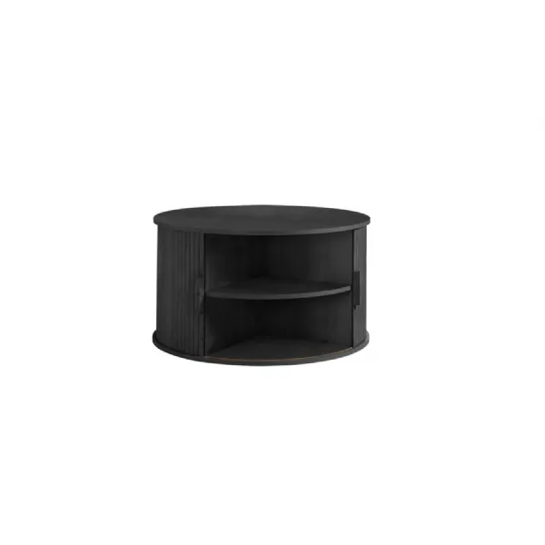 Axel Round Fluted Coffee Table With Storage Black