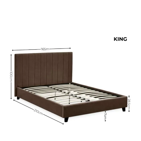 Aylen Chocolate Brown Velvet Upholstered 150cm King Size Bed Frame
