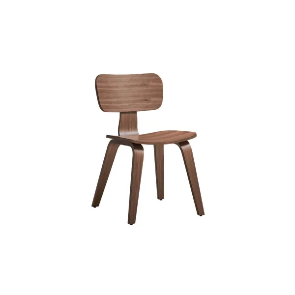 Brown Walnut Retro Dining Chair with Solid Seat