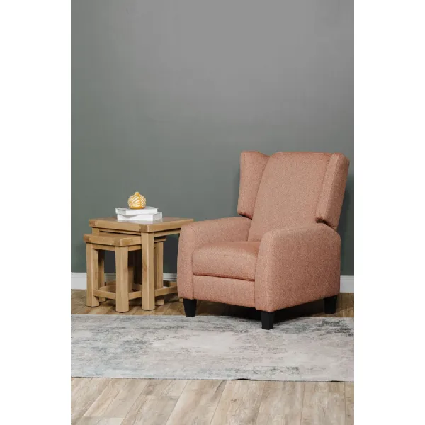 Rust Polyester Recliner Chair with Pushback Seat