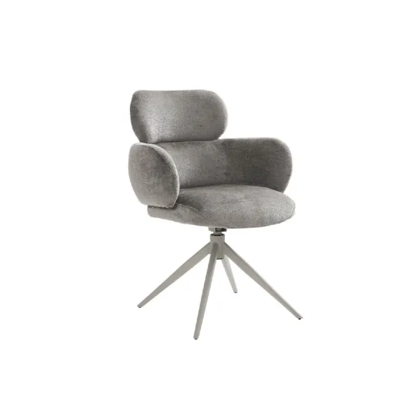Grey Mocha Fabric Swivel Dining Chair Powder Coated Legs