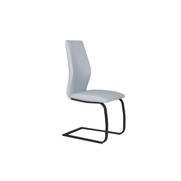 Silver Faux Leather Upholstered Cantilever Dining Chair