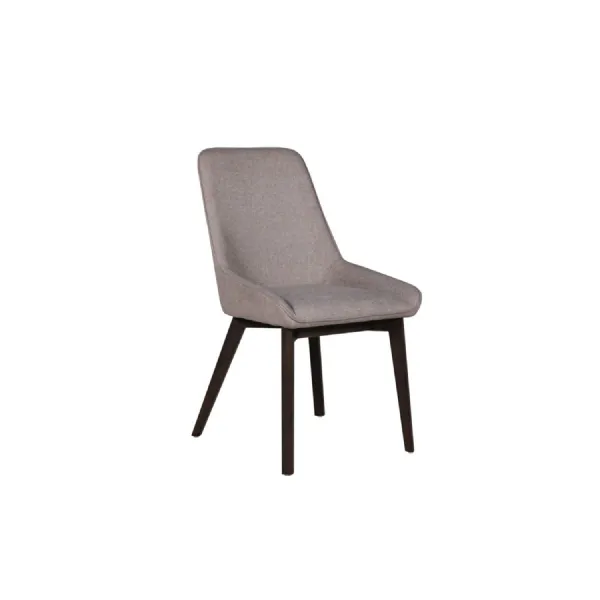 Beige Fabric Upholstered Dining Chair with Walnut Legs
