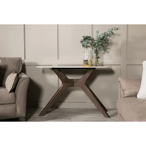 Brown Wooden Console Table Sintered Stone Top