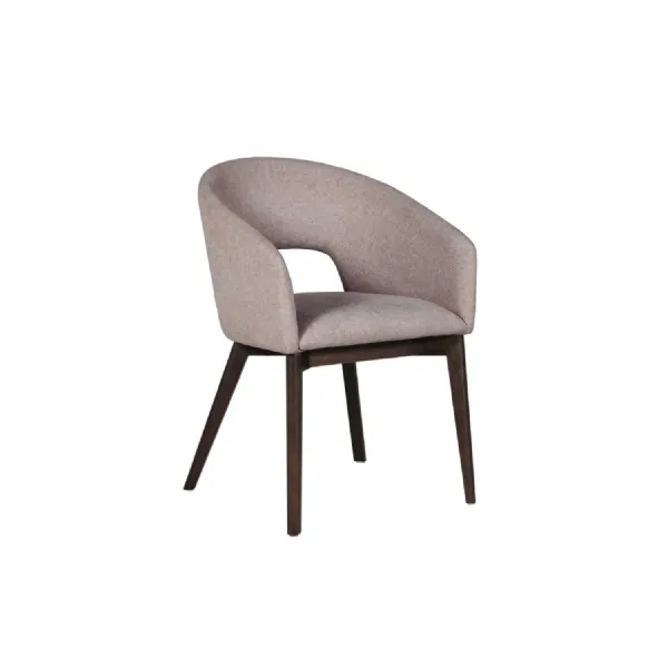 Latte Textured Fabric Dining Chair Dark Wood Legs
