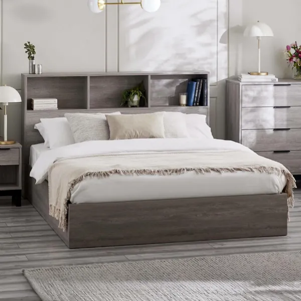 Bali Ottoman Storage 150cm King Bed Grey Oak