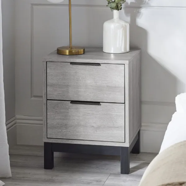 Bali 2 Drawer Bedside Grey Oak