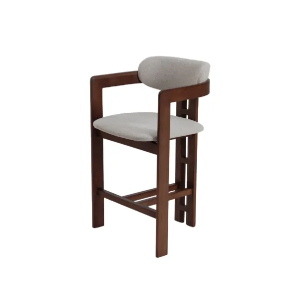 ALUXO Clara Walnut Barstool in Oatmeal Boucle Default Title