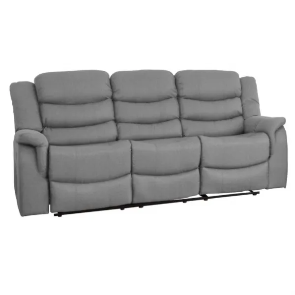 Grey Textured Fabric 3 Seater Recliner Sofa