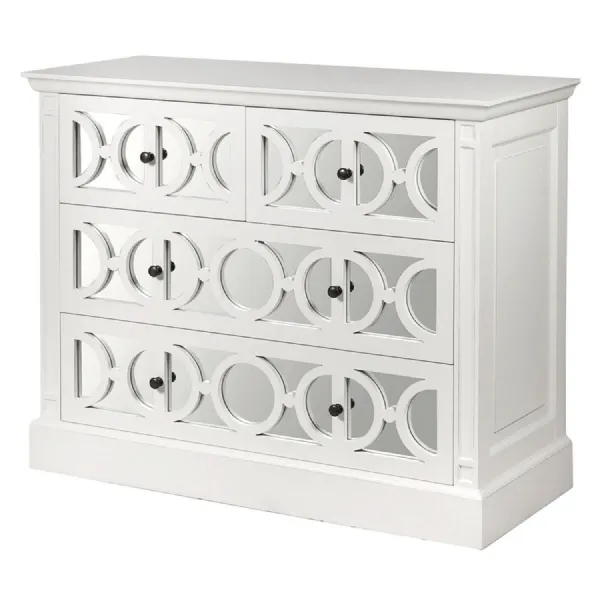 White Fayence 2 2 Mirrored Chest of Drawers