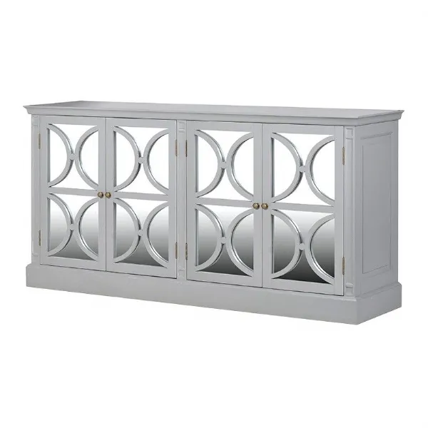 Modern Grey 4 Door Mirrored Sideboard