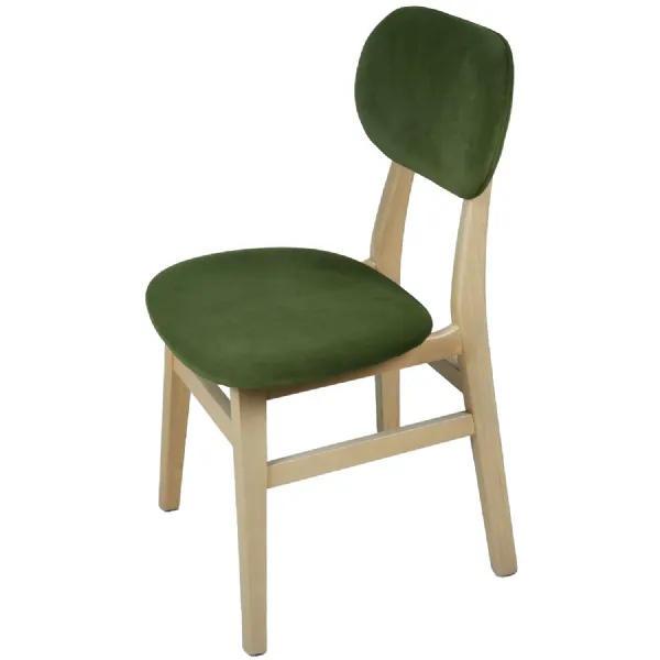 Green Velvet Upholstered Dining Chair Light Oak Frame
