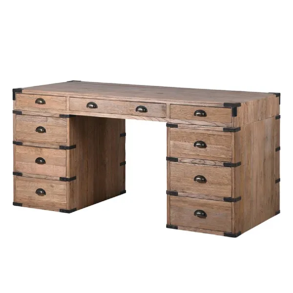 Reclaimed Oak 9 Drawer Desk