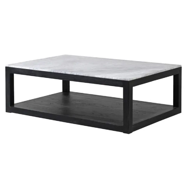 Black Coffee Table with White Marble Top