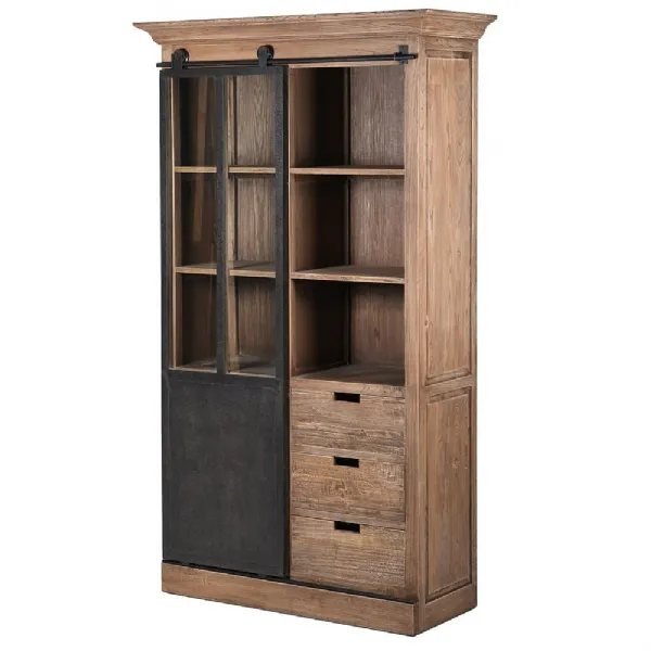 Elm And Iron Sliding Door Cabinet