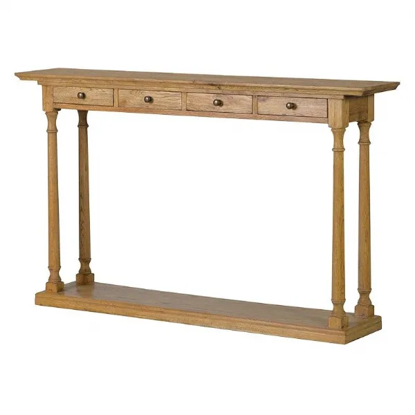Shabby Chic Rustic Style Oak 4 Drawer Console Table