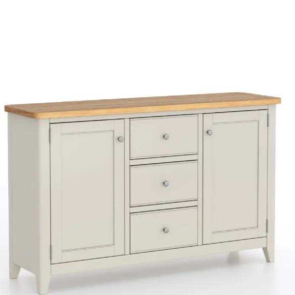 Modern Grey Painted 2 Door 3 Drawer Sideboard with Oak Top