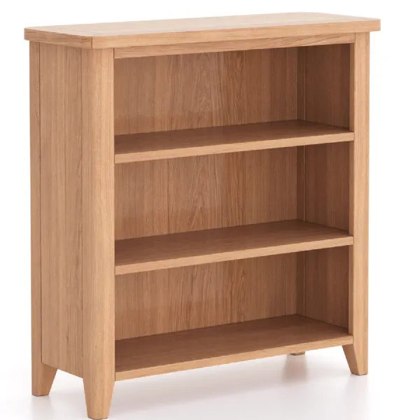 Modern Natural Solid Oak 3 Shelf Bookcase with Rounded Edges