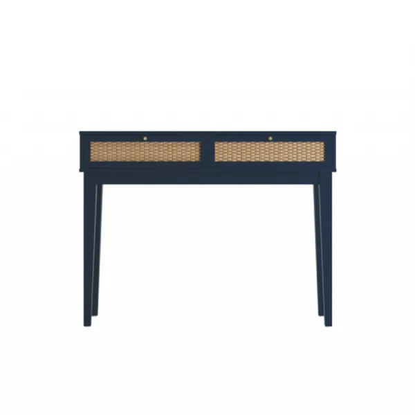 Blue Painted Rattan 2 Drawer Dressing Table