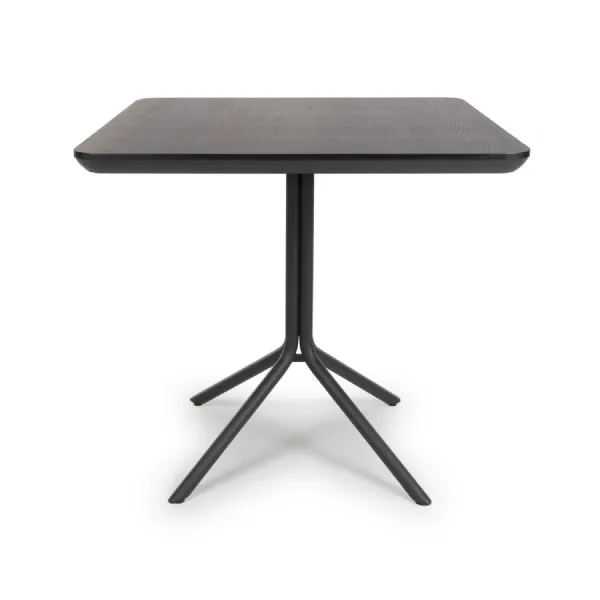 Black Wooden Small Square 80cm Dining Table 4 Seat