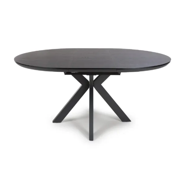 Black Ash Extending Round to Oval Dining Table 120 to 160cm