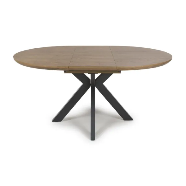 Rustic Oak Round to Oval Extending Dining Table 120 to 160cm